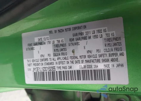 2013 Mazda Mazda2 Touring z USA, uszkodzony, nr VIN JM1DE1LY2D0162065